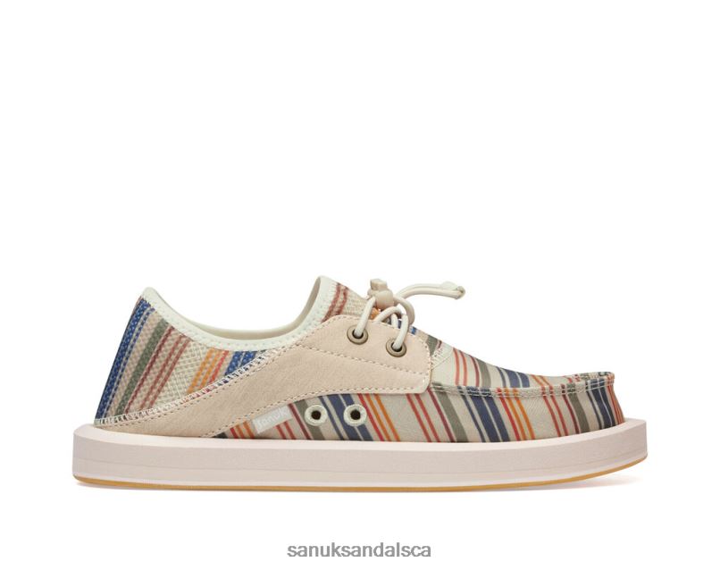 Sanuk V42F8105 Beige Coastal Stripe Boatie St Print