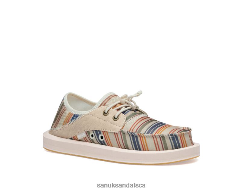 Sanuk V42F8105 Beige Coastal Stripe Boatie St Print