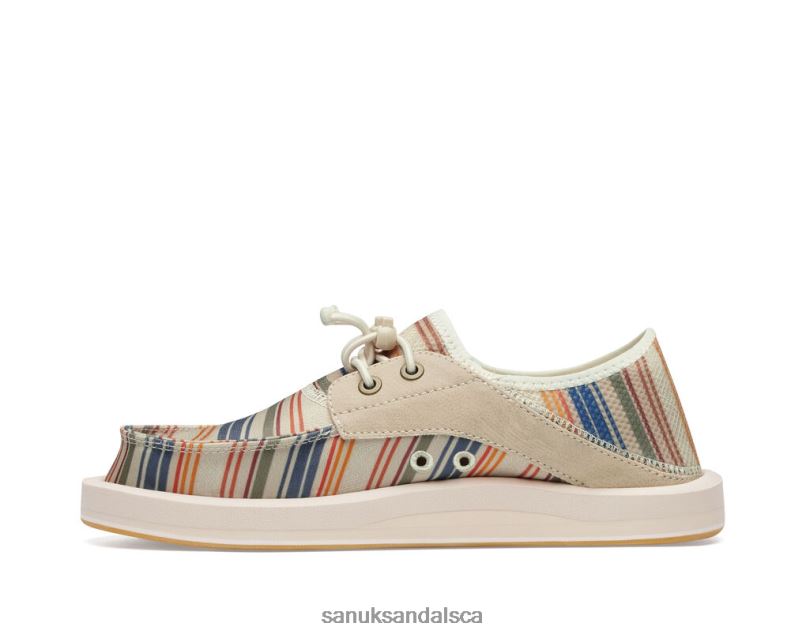 Sanuk V42F8105 Beige Coastal Stripe Boatie St Print